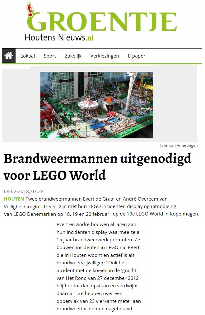 Groentje 08 02 2018 brandweermannen naar LEGOWorld Denemarken