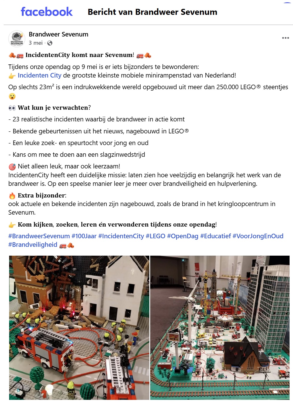 Brandweer sevenum open dag 100 jaar Incidentencity 3 mei 2026